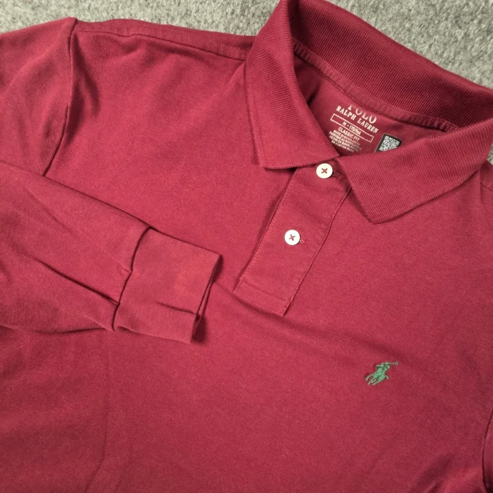 Polo Ralph Lauren Long Sleeve Polo Shirt Mens Medium Burgundy Red Preppy